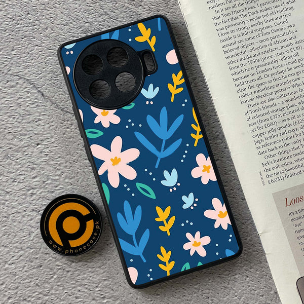 Tecno Spark 20 Pro Plus - Colorful Flowers -  Premium Printed Metal soft Bumper shock Proof Case