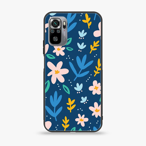 Xiaomi Redmi Note 10S -  Colorful Flowers - Premium Printed Glass soft Bumper shock Proof Case