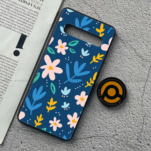 Samsung Galaxy S10 5G - Colorful Flowers - Premium Printed Glass soft Bumper Shock Proof Case