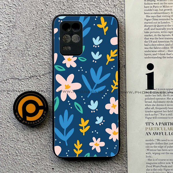 Realme Narzo 30 5G - Colorful Flowers -  Premium Printed Metal soft Bumper shock Proof Case