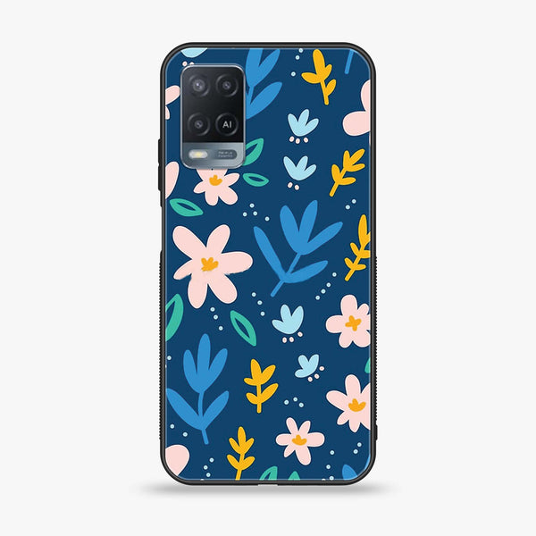 OPPO A54 - Colorful Flowers - Premium Printed Glass soft Bumper Shock Proof Case