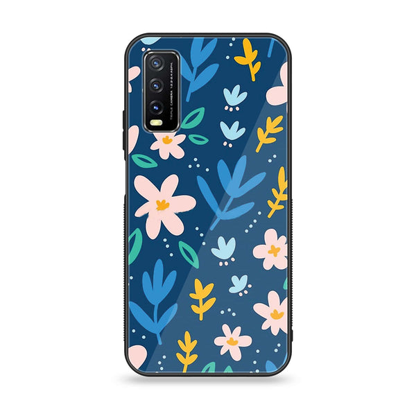 Vivo Y20 2021 - Colorful Flowers - Premium Printed Glass soft Bumper shock Proof Case