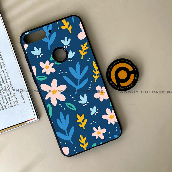 HUAWEI Y7 PRIME (2018) - Colorful Flowers - Premium Printed Glass soft Bumper Shock Proof Case