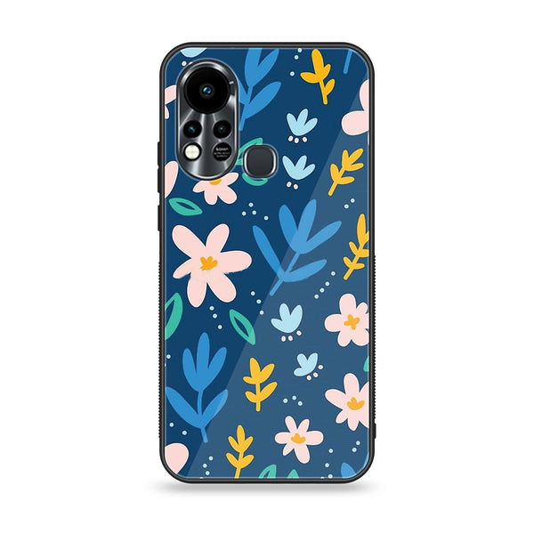 Infinix Hot 11S NFC  Colorful Flowers  Premium Printed Glass soft Bumper Shock Proof Case