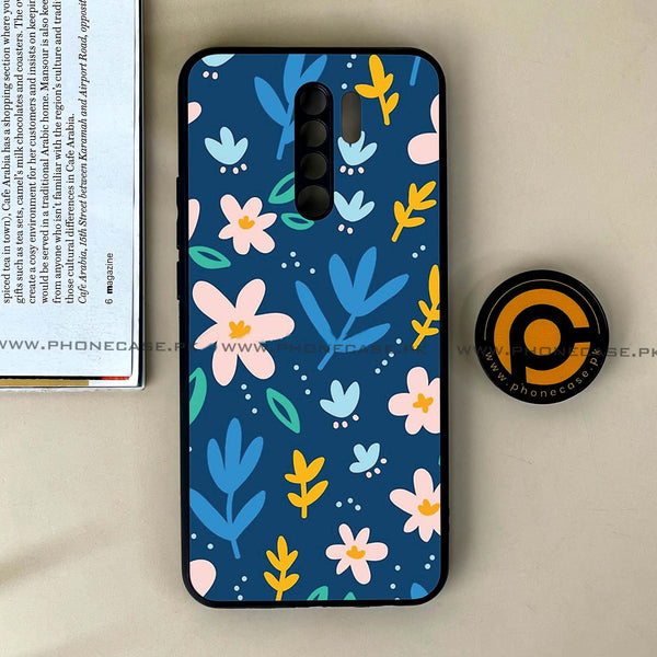 Xiaomi Redmi 9 - Colorful Flowers - Premium Printed Glass soft Bumper Shock Proof Case