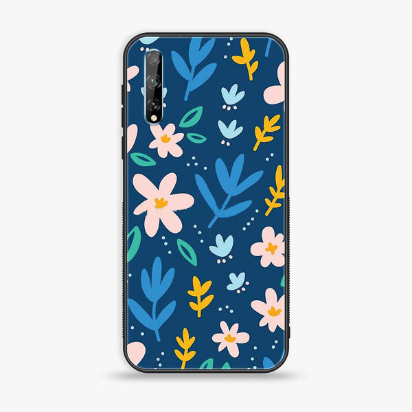 Huawei Y8p - Colorful Flowers - Premium Printed Glass soft Bumper Shock Proof Case