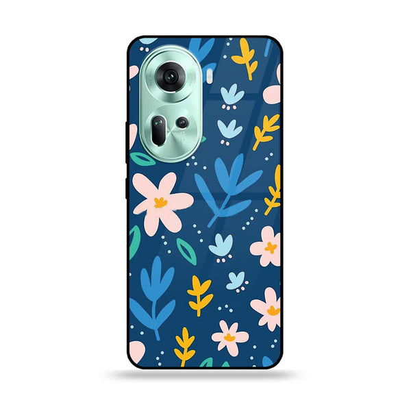 Oppo Reno 11 5G - Colorful Flowers -  Premium Printed Metal soft Bumper shock Proof Case