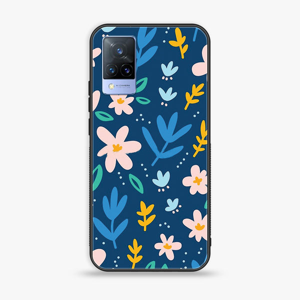 Vivo V21 - Colorful Flowers - Premium Printed Glass soft Bumper Shock Proof Case CS-15305