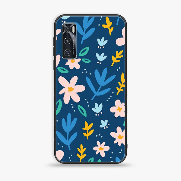 Vivo V20 SE - Colorful Flowers - Premium Printed Glass soft Bumper Shock Proof Case