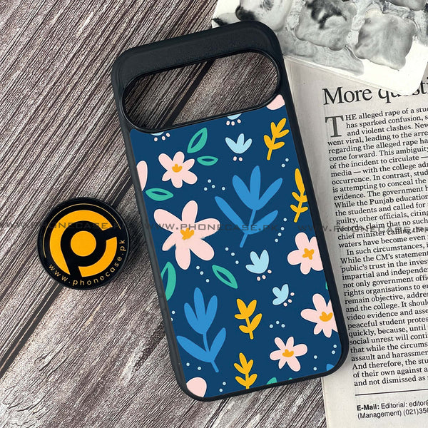 Google Pixel 9 Pro - Colorful Flowers - Premium Printed Glass soft Bumper shock Proof Case