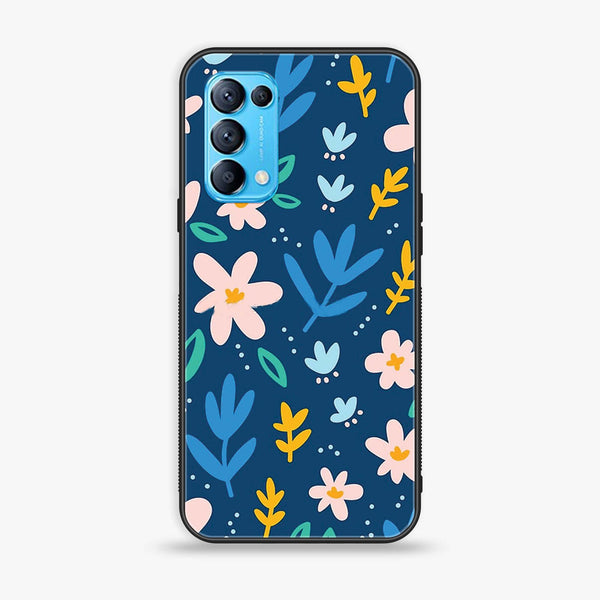 Oppo Reno 5  - Colorful Flowers - Premium Printed Glass soft Bumper Shock Proof Case
