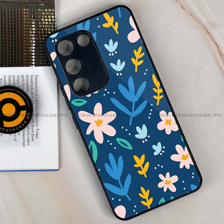 Vivo V30 Lite 4G - Colorful Flowers -  Premium Printed Metal soft Bumper shock Proof Case