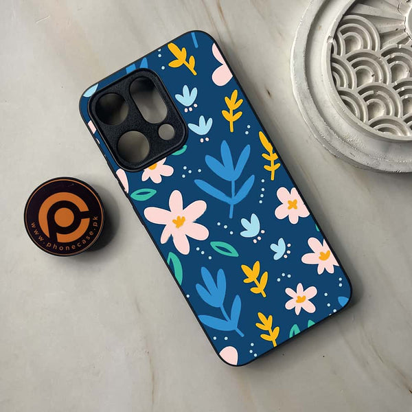 Oppo Reno 14 5G - Colorful Flowers - Premium Metal Printed soft Bumper shock Proof Case
