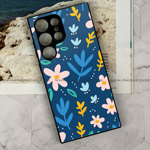 Galaxy S21 Ultra - Colorful Flowers - Premium Printed Glass soft Bumper Shock Proof Case  CS-25808