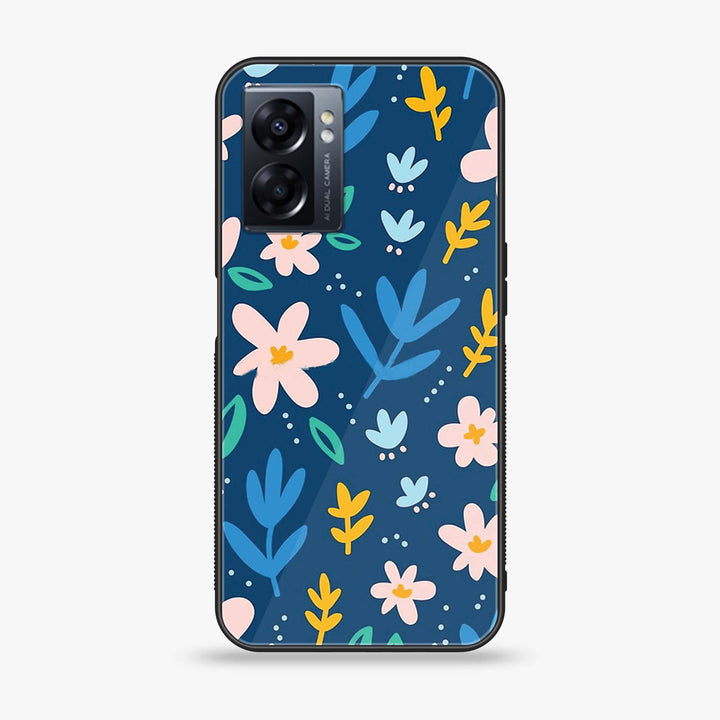 Oppo A77s - Colorful Flowers -  Premium Printed Metal soft Bumper shock Proof Case