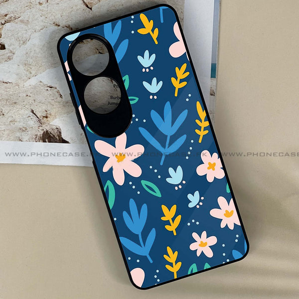 Oppo A60 - Colorful Flowers -  Premium Printed Metal soft Bumper shock Proof Case