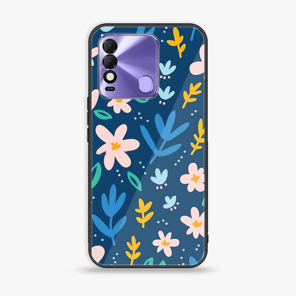 Tecno Spark 8 - Colorful Flowers - Premium Printed Glass soft Bumper Shock Proof Case