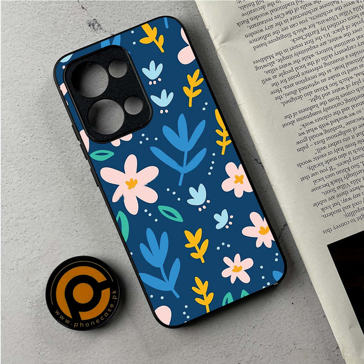 Oppo Reno 13 - Colorful Flowers - Premium Metal Printed Soft Bumper Shockproof Case