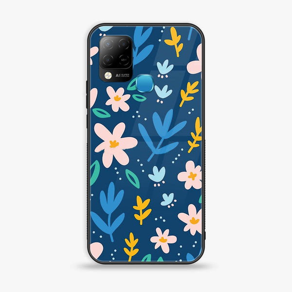 Infinix Hot 10s  Colorful Flowers  Premium Printed Glass soft Bumper Shock Proof Case