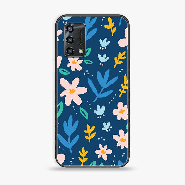 Oppo A95 - Colorful Flowers - Premium Printed Glass soft Bumper Shock Proof Case