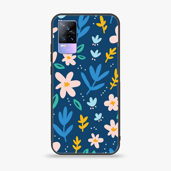 Vivo V21e - Colorful Flowers - Premium Printed Glass soft Bumper Shock Proof Case