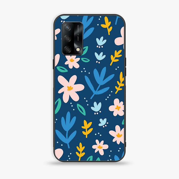 Oppo F19 - Colorful Flowers - Premium Printed Glass soft Bumper shock Proof Case