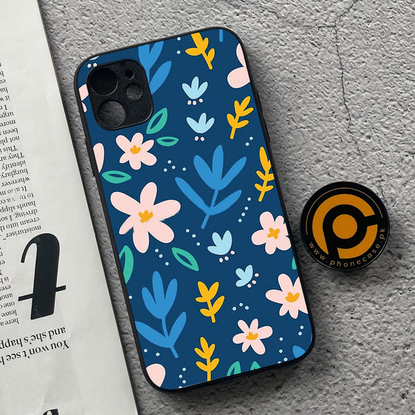 iPhone 11 - Colorful Flowers - Premium Printed Glass soft Bumper shock Proof Case