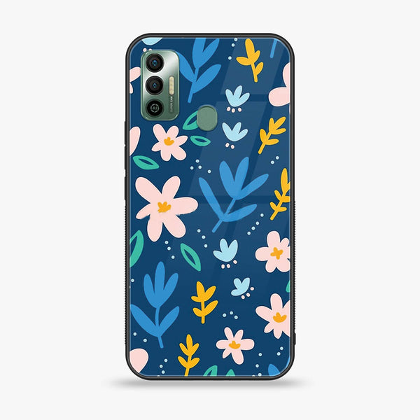 Tecno Spark 7 - Colorful Flowers - Premium Printed Glass soft Bumper Shock Proof Case