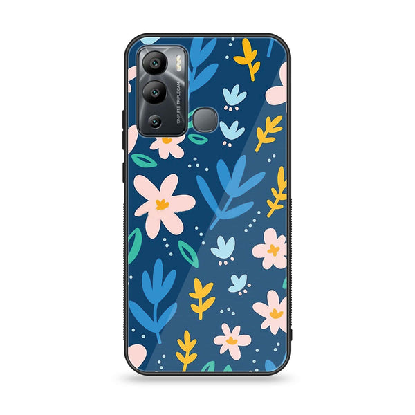 Infinix Hot 12i - Colorful Flowers - Premium Printed Glass soft Bumper Shock Proof Case