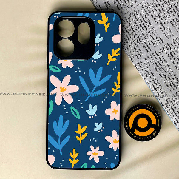 Infinix Hot 50i - Colorful Flowers - Premium Printed Glass soft Bumper Shock Proof Case