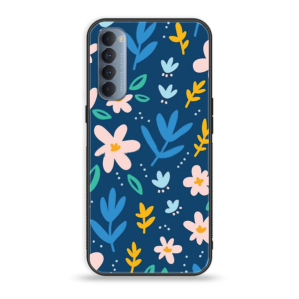 Oppo Reno 4 Pro 4G - Colorful Flowers - Premium Printed Glass soft Bumper Shock Proof Case