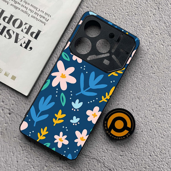 Tecno Pova 6 Neo - Colorful Flowers - Premium Metal  Printed soft Bumper shock Proof Case