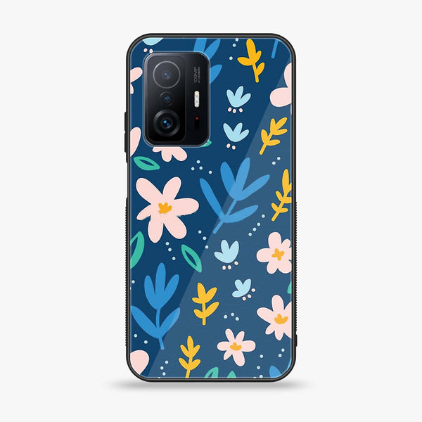 Xiaomi 11T - Colorful Flowers - Premium Printed Glass soft Bumper Shock Proof Case