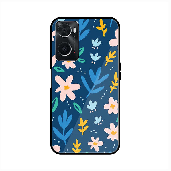oppo A96 - Colorful Flowers - Premium Printed Glass soft Bumper Shock Proof Case