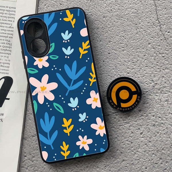 Oppo A18 4G - Colorful Flowers -  Premium Printed Metal soft Bumper shock Proof Case