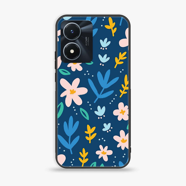 Vivo Y02s - Colorful Flowers -  Premium Printed Metal soft Bumper shock Proof Case