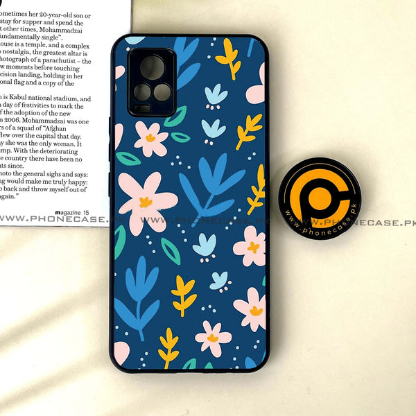 Vivo V20 - Colorful Flowers - Premium Printed Glass soft Bumper Shock Proof Case