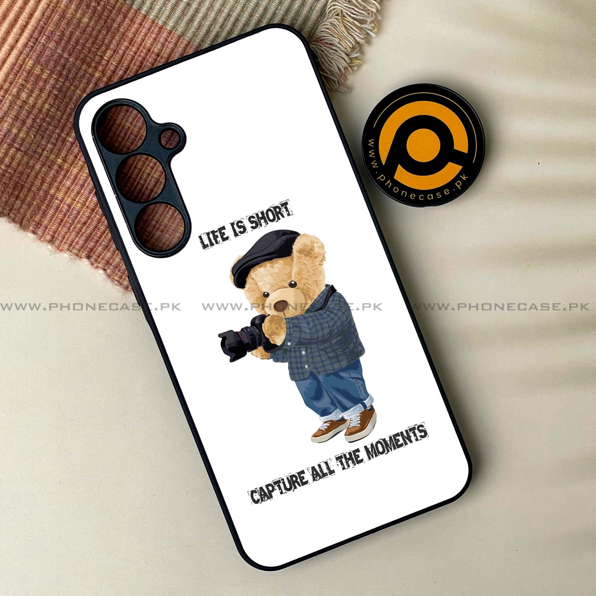 Galaxy A55 5G - Cool Bear Series -  Premium Metal Printed soft Bumper shock Proof Case