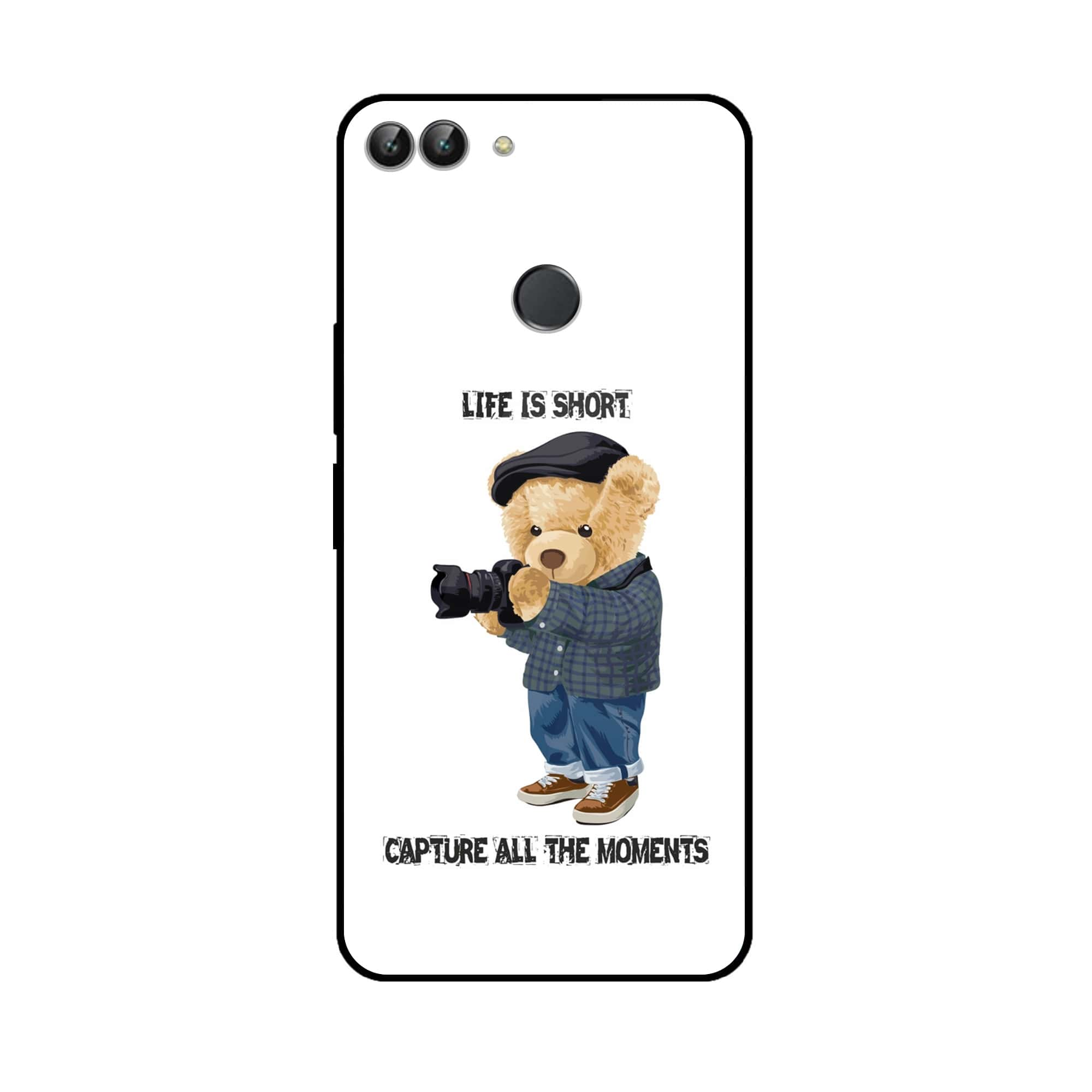 Huawei P Smart - Cool Bear Series - Premium Printed Glass soft Bumper shock Proof Case