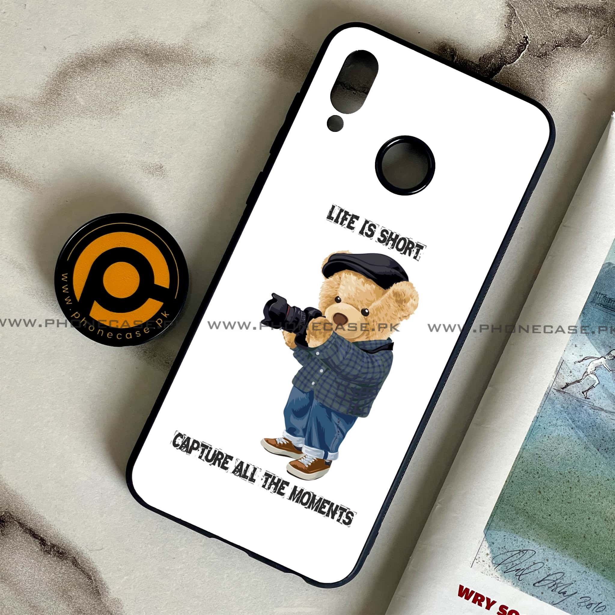 Huawei Honor Play - Cool Bear Series - Premium Printed Glass soft Bumper shock Proof Case