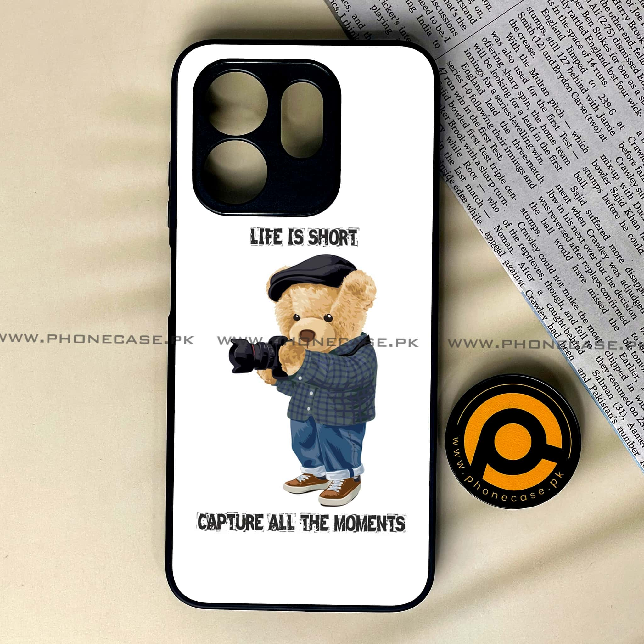 Infinix Hot 50i - Cool Bear Series - Premium Printed Glass soft Bumper shock Proof Case