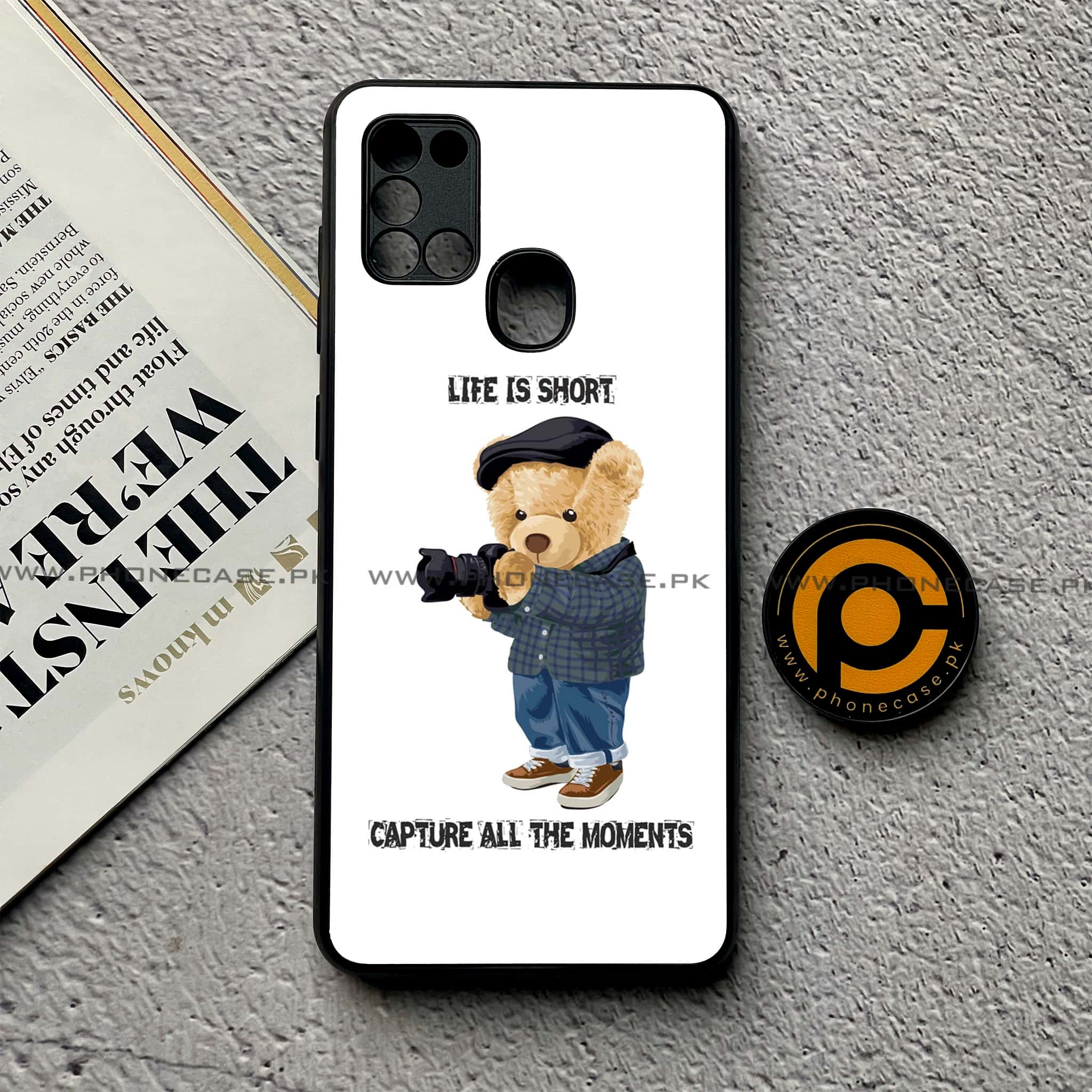 Samsung Galaxy A21s - Cool Bear Series - Premium Printed Glass soft Bumper shock Proof Case