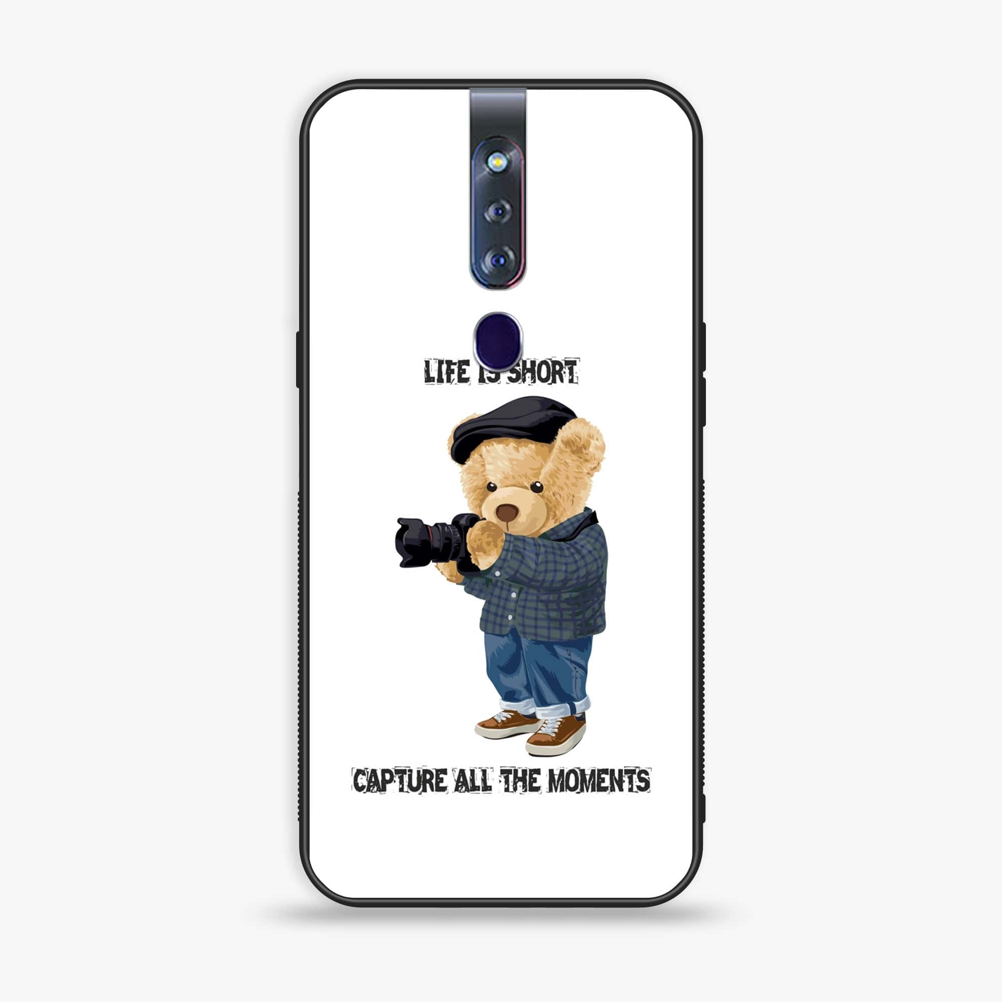 Oppo F11 Pro Cool Bear Series Premium Printed Glass soft Bumper shock Proof Case