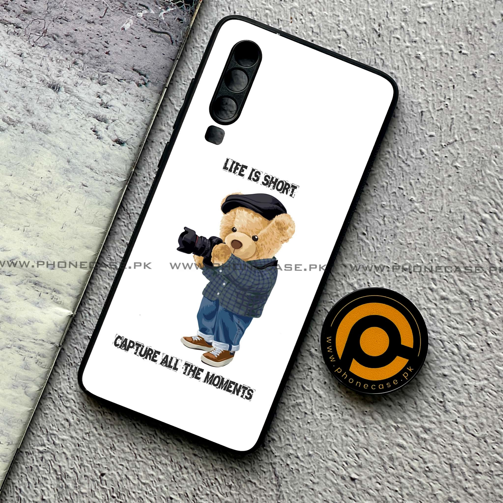 Huawei P30 - Cool Bear Series - Premium Printed Glass soft Bumper shock Proof Case