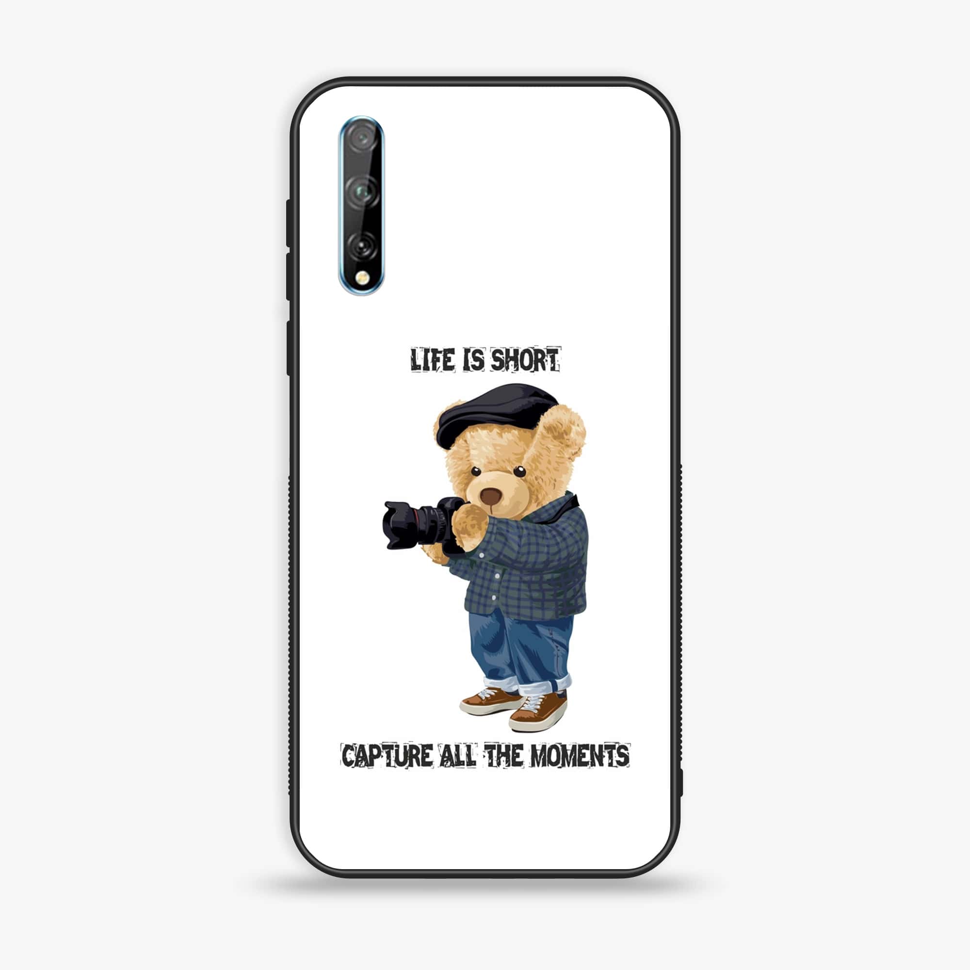 Huawei Y8p - Cool Bear Series - Premium Printed Glass soft Bumper shock Proof Case