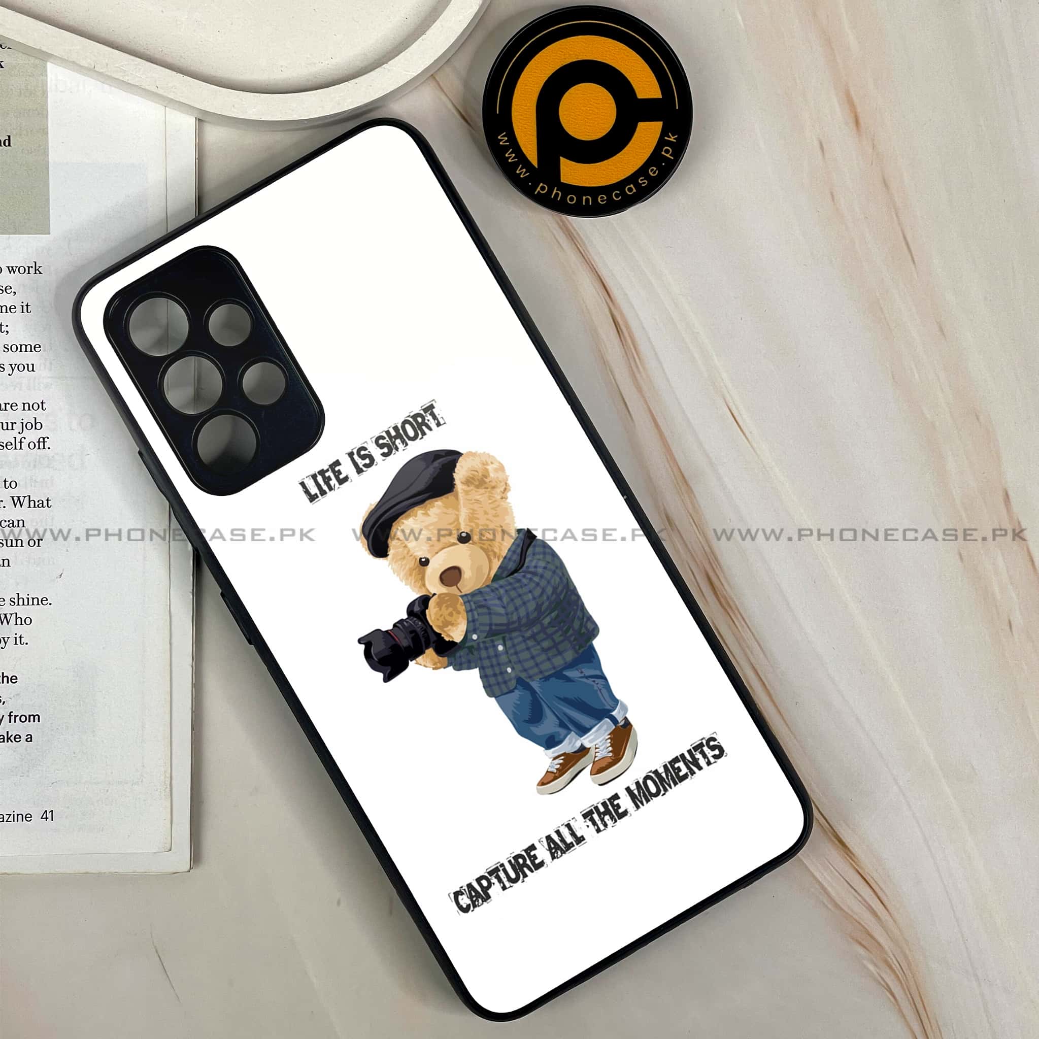 Galaxy A32 - Cool Bear Series - Premium Printed Glass soft Bumper shock Proof Case