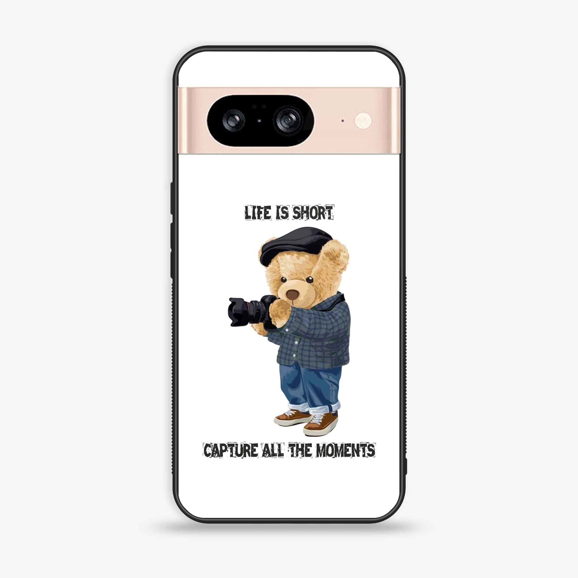 Google Pixel 8 - Cool Bear Series - Premium Printed Glass soft Bumper shock Proof Case