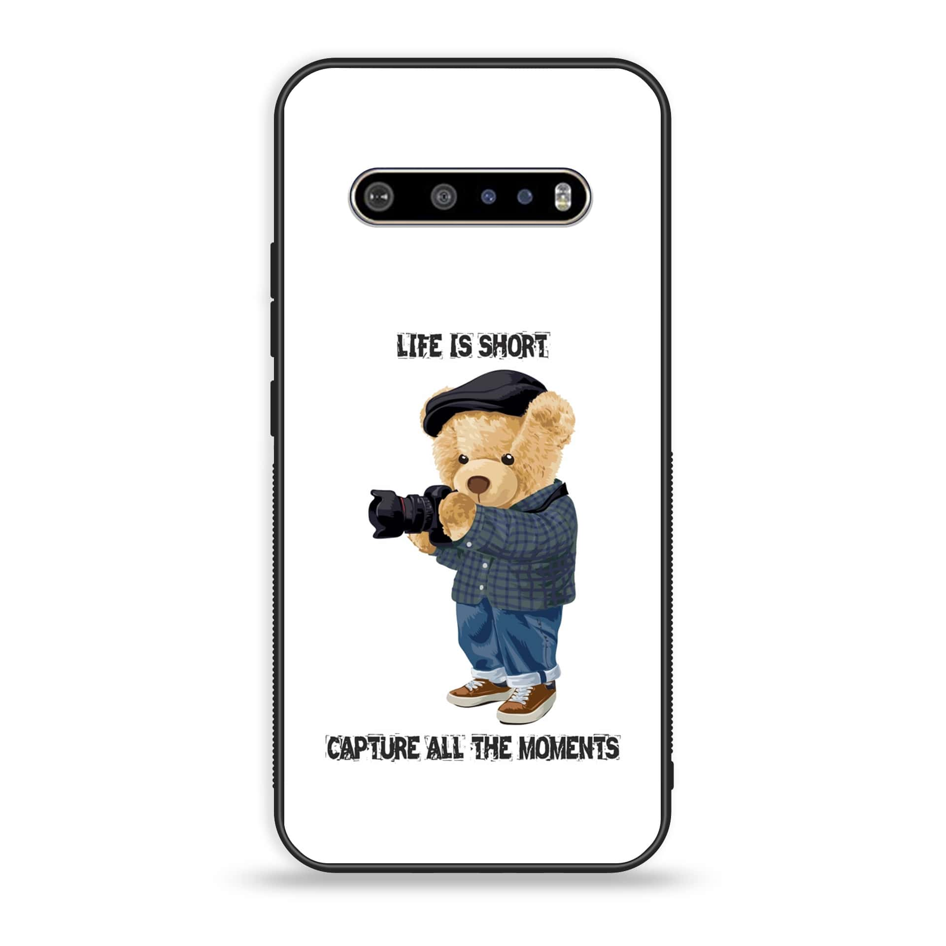 LG V60 Cool Bear Series Premium Printed Glass soft Bumper shock Proof Case