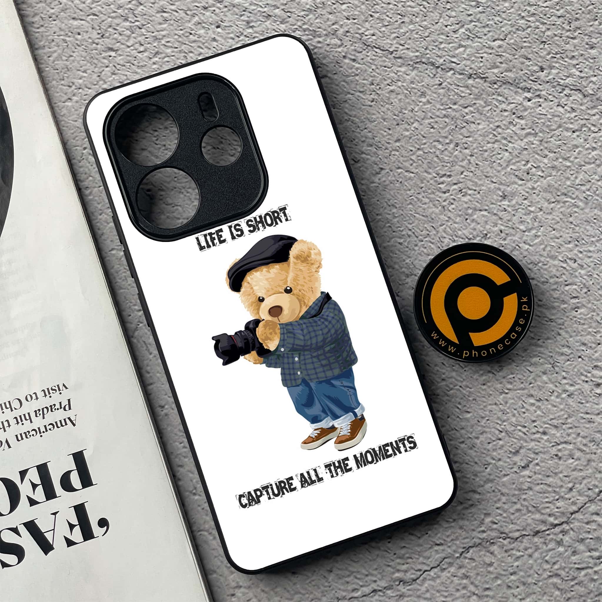 Xiaomi Redmi Note 14 - Cool Bear Series - Premium Printed Glass soft Bumper shock Proof Case