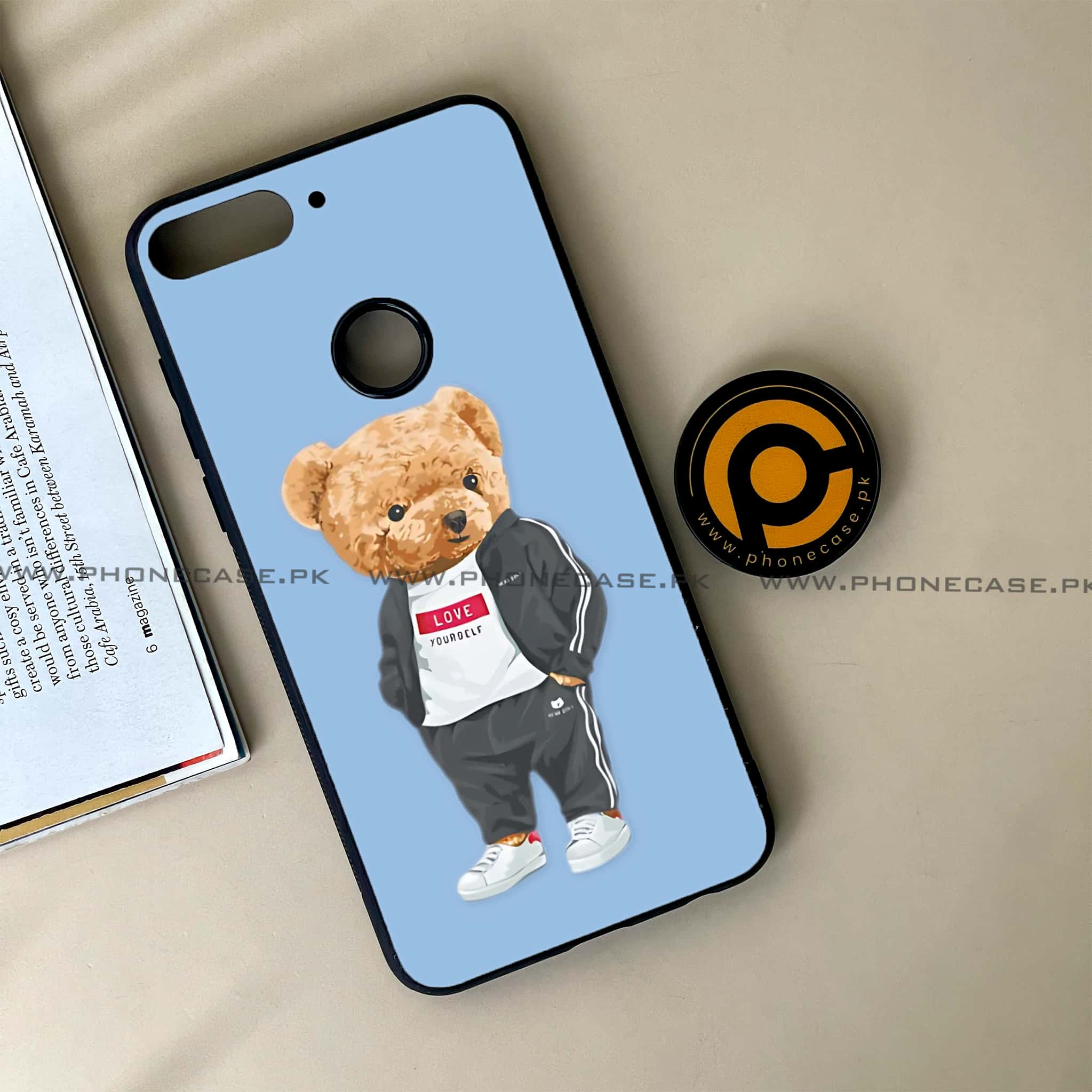 Huawei Y7 Prime (2018) - Cool Bear Series - Premium Printed Glass soft Bumper shock Proof Case